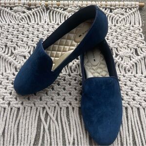 Birdies Navy Blue Suede Flats Size 8.5 W (Wide)